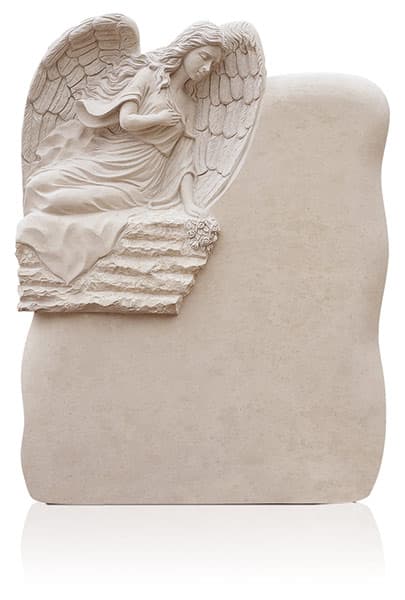 Grabdenkmal 10085 – Atlantic Beige mit Ornament Engel A3090
