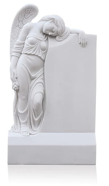 Grabdenkmal 10087 – White Marble mit Ornament Engel A3089